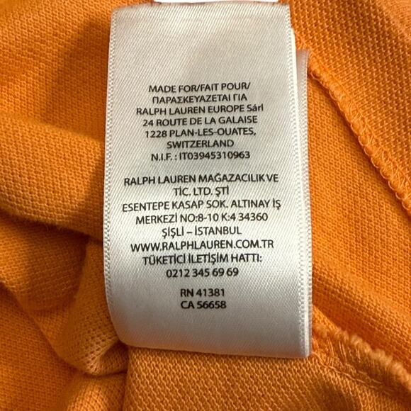 Polo Ralph Lauren Orange Custom Slim Fit Mesh Shirt SM Embroidered Triple-Pony - Picture 12 of 13